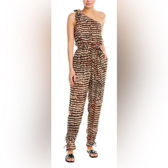 BcbgMaxAzria Sandy Dots One Shoulder Jumpsuit Tapered Leg...